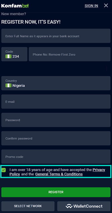 Wallet Connect Konfambet