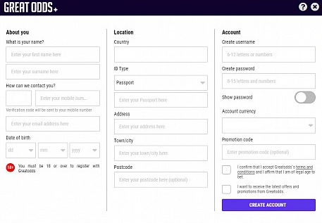Registration form Greatodds