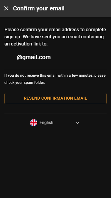 Registration on the Cloudbet website 