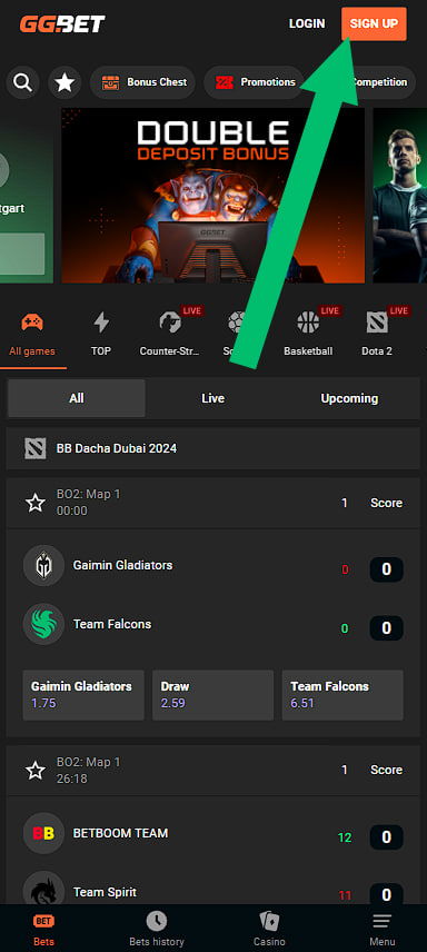 Bonus for registration at GG.BET