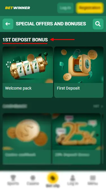 Betwinner 1st Deposit Bonuses