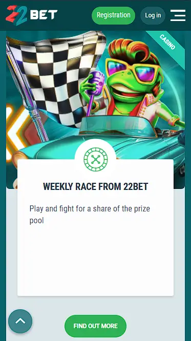 22Bet Weekly Race Bonus