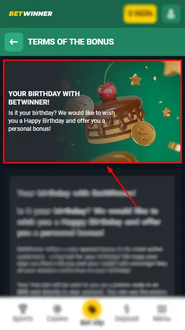 Betwinner Birthday Bonus