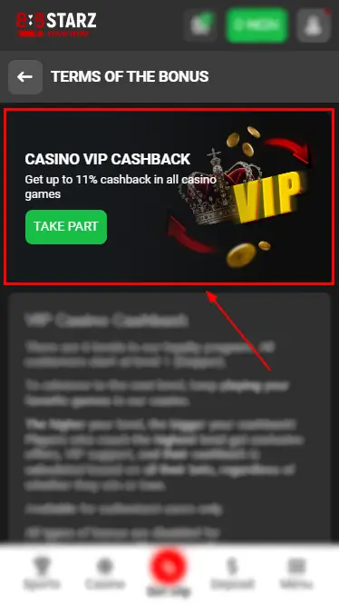 888Starz VIP Cashback Casino