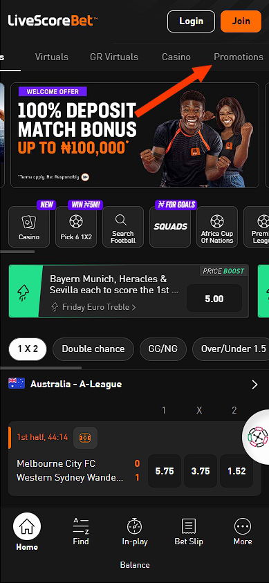 Promotions sections mobile version