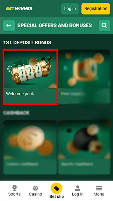 betwinner welcome casino bonus