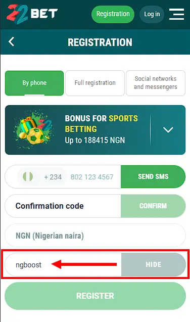 22bet promo code