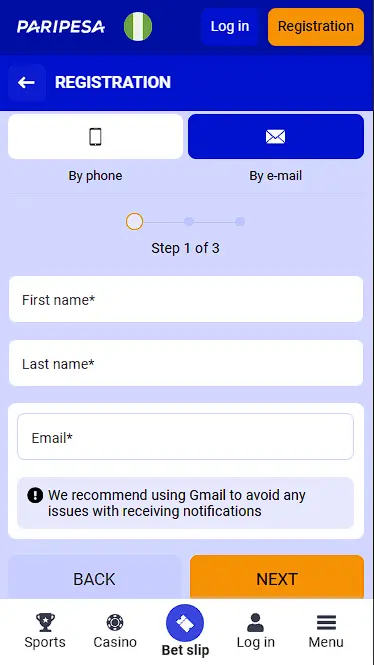 Paripesa Registration Via Email