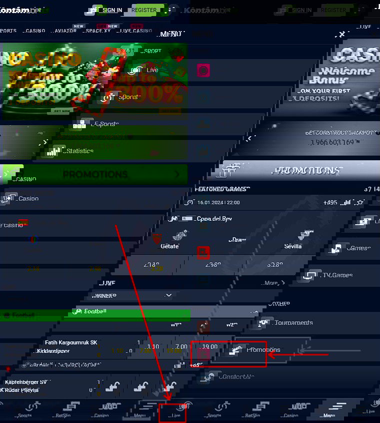 Promotions on Konfambet website