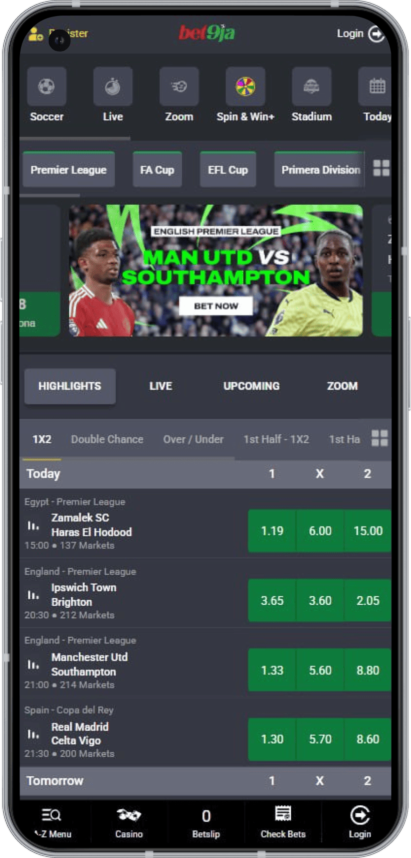 Bet9ja app for betting in Nigeria