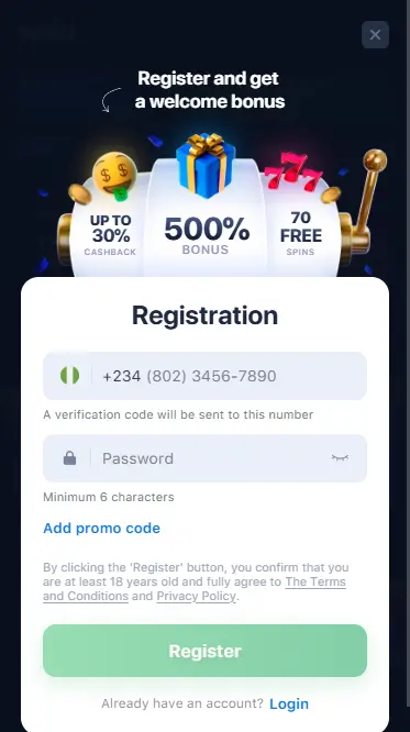 1win Mobile Registration