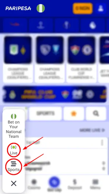 Paripesa Sports Button