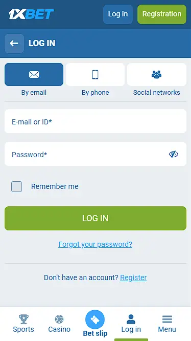 1xbet login