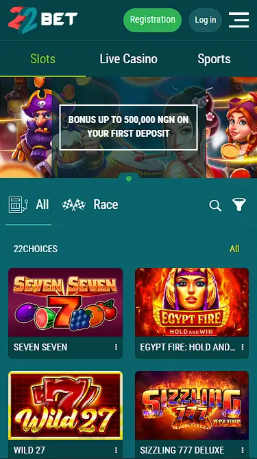 22bet slots