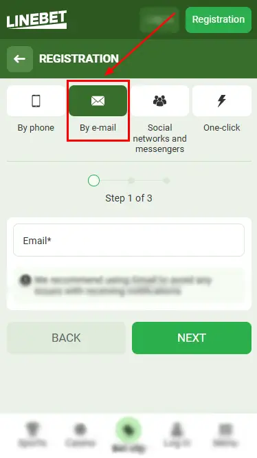 Linebet App Registration Form By E-mail
