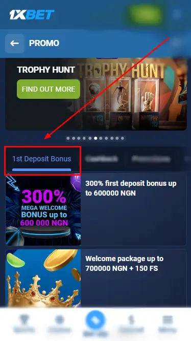 1xBet App Deposit Bonuses