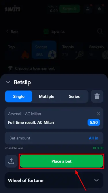 1win Bet Slip
