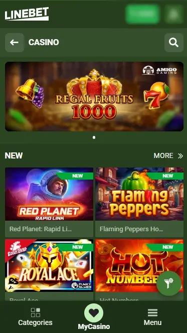 Linebet Casino Page In Apk