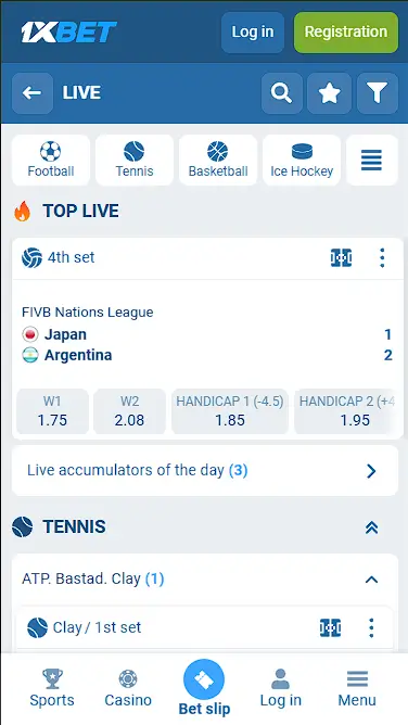 1xbet live betting