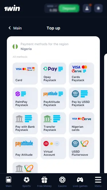 1win Deposit Methods