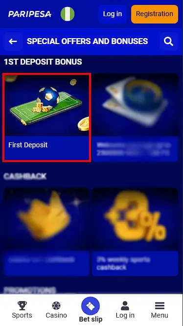 paripesa first deposit bonus
