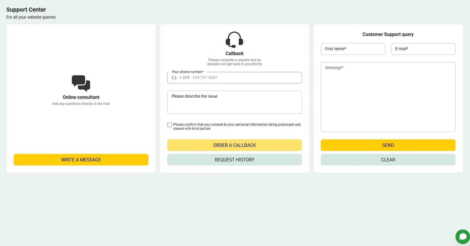Betwinner Nigeria customer support