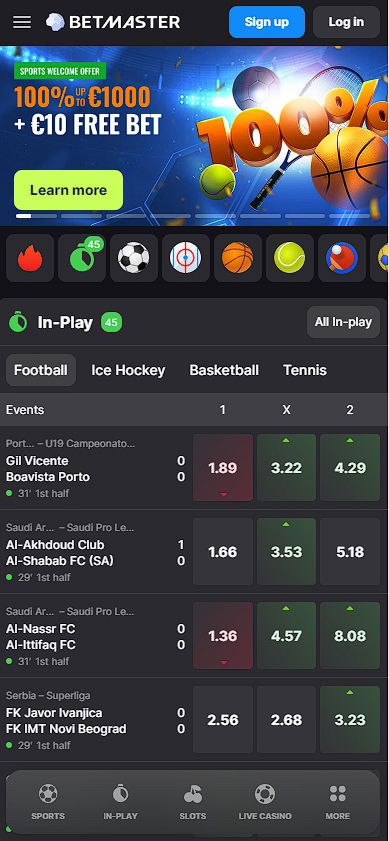 Betmaster mobile version