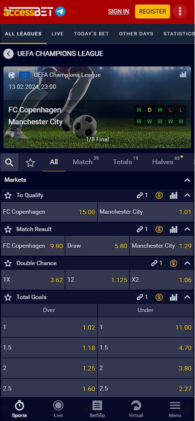 Accessbet mobile version