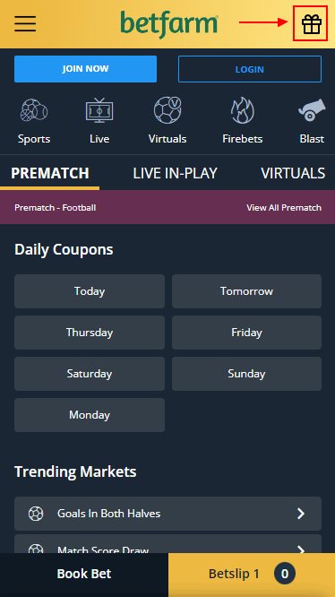 Welcome bonus in the mobile application