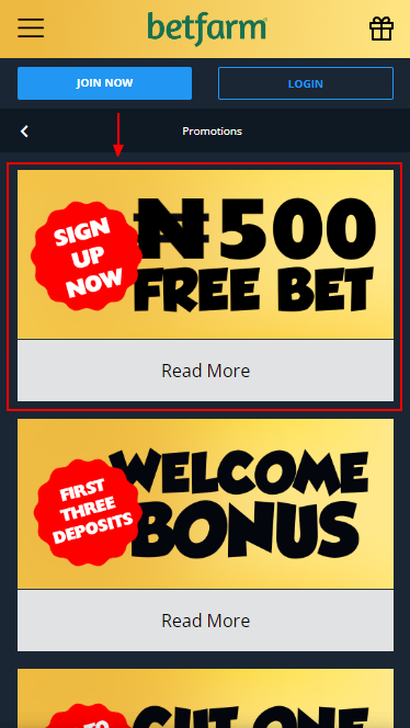 "500 NGN Free Bet" welcome bonus