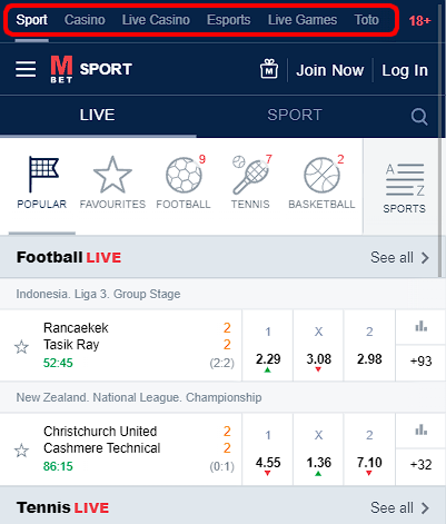 Marathonbet mobile version