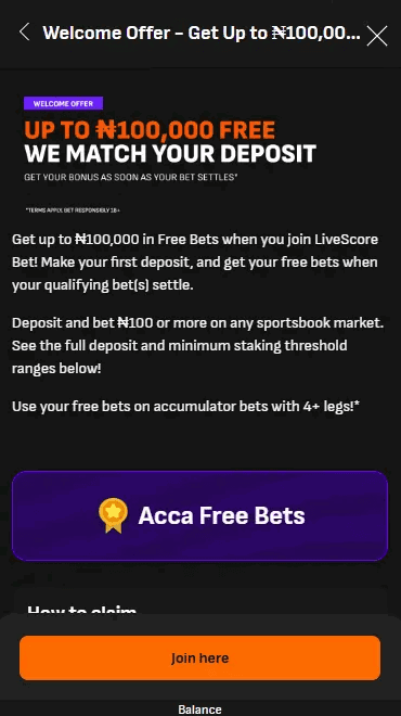 LiveScore Bet welcome bonus