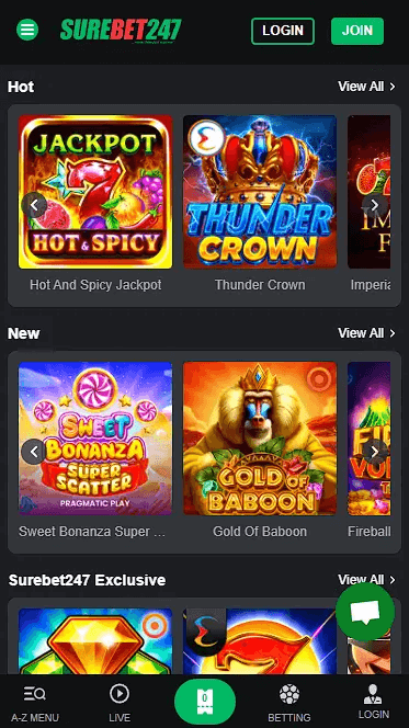 Surebet247 Casino Games