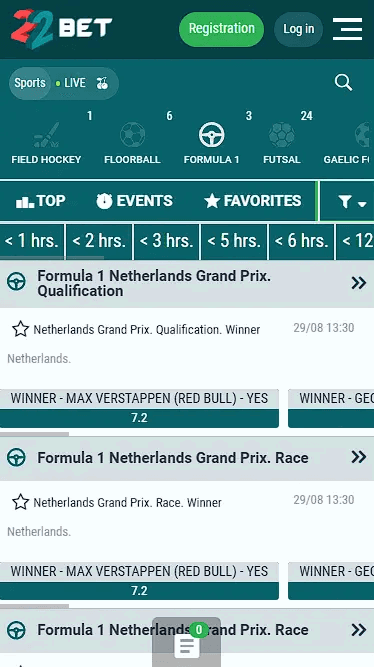 22bet Betting Site for F1