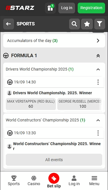 888starz Betting Platform for F1