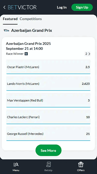 BetVictor F1 Bookmaker