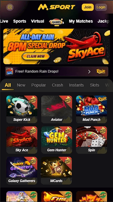 MSport Casino Games Page