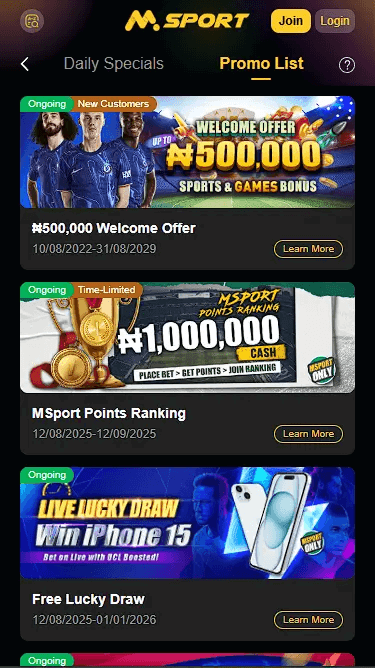 MSport Promotions Page