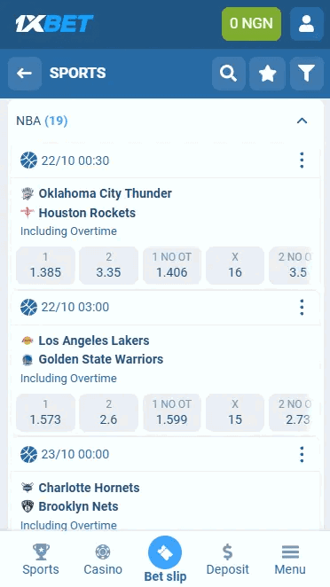 1xBet NBA Matches For Season 2025/26