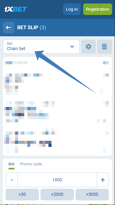 1xBet Bet Slip with Bonus Credits