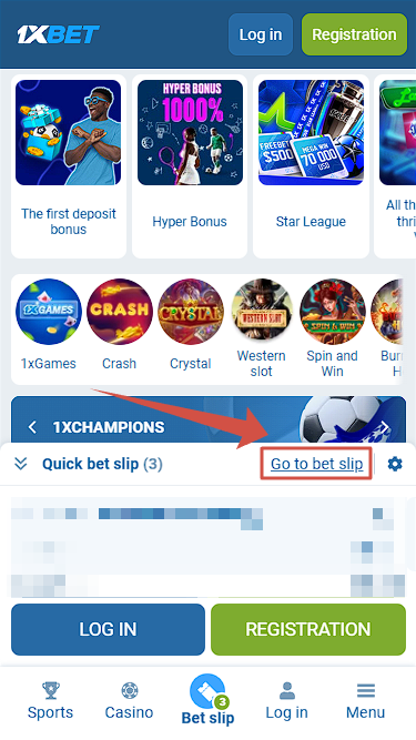 1xBet Placing Bet