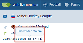 1xBet "Show Live Stream" Button
